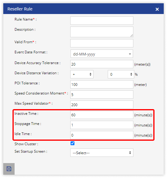 Configure Vehicle Status for Reseller
